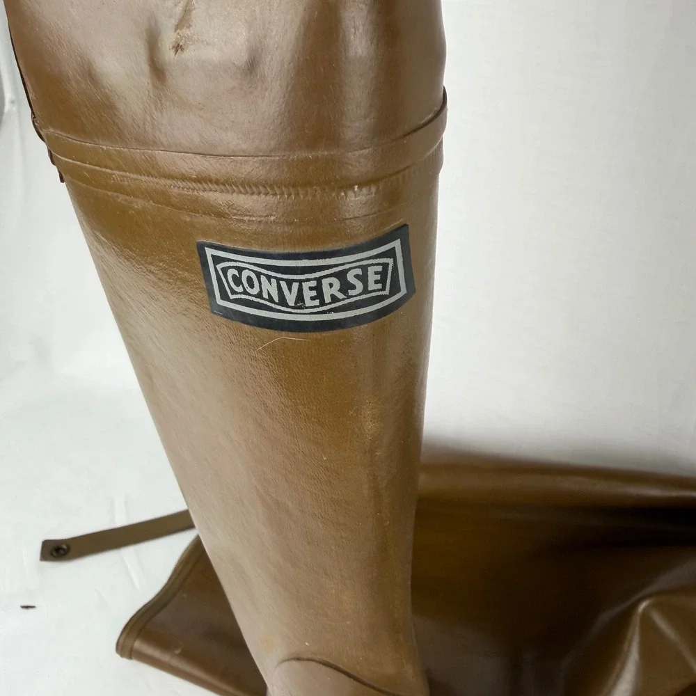 Vintage Converse Rubber Hip Waders Brown High Thigh Fishing Hunting Boots Mens 9